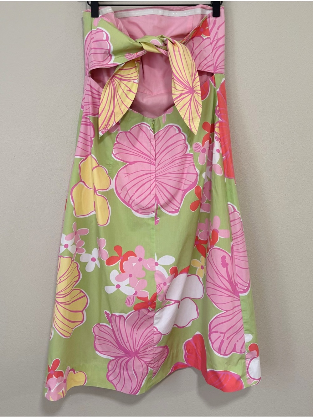 Vintage Lilly Pulitzer Size 12 Habiscus Floral Print Cotton Strapless Dress - Picture 2 of 10
